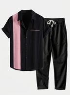 Men's Cotton Shirt and Linen Blend Trousers Set Lightweight