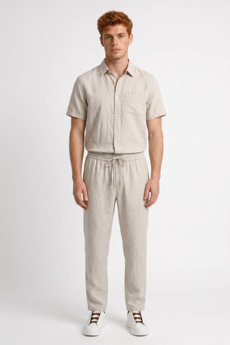 Men's Linen Co Ord Set Short Sleeve Resort Outfit