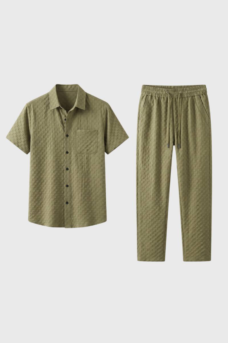 Men's Structured Shirt And Relaxed Drawstring Trousers Set