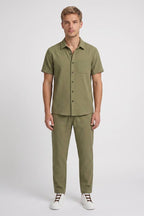 Men's Structured Shirt And Relaxed Drawstring Trousers Set
