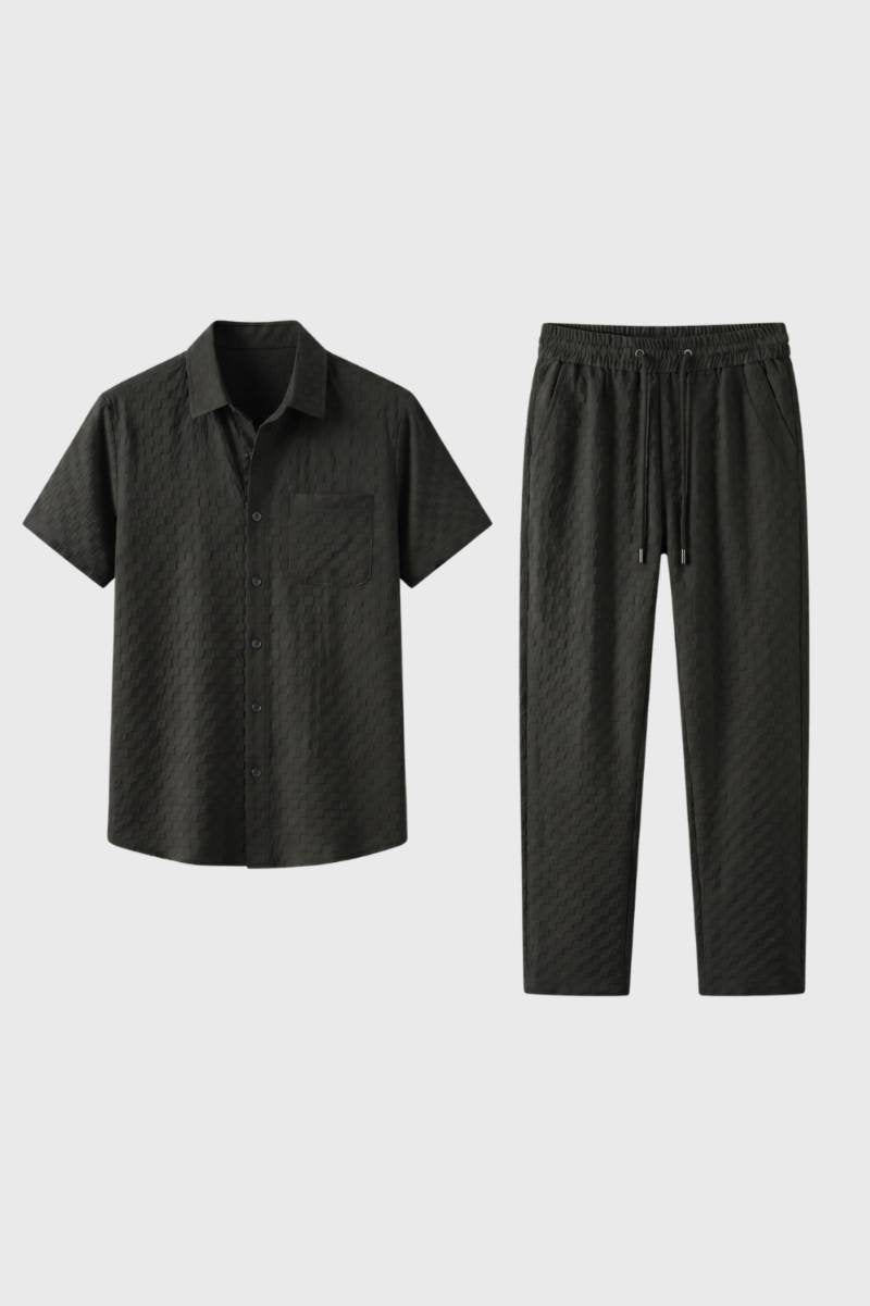 Men's Structured Shirt And Relaxed Drawstring Trousers Set