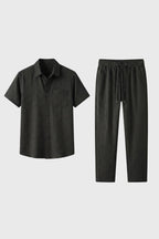Men's Structured Shirt And Relaxed Drawstring Trousers Set