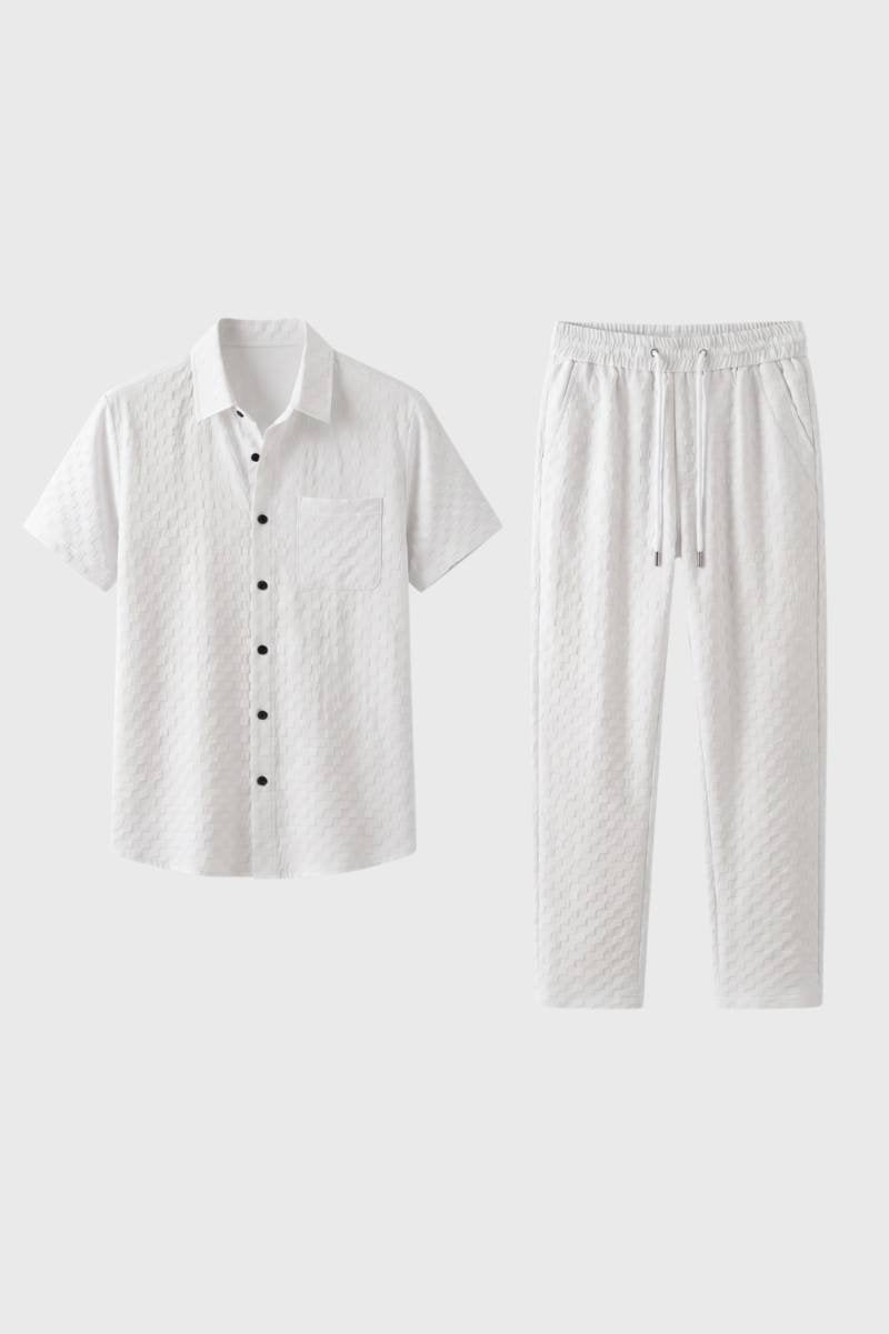 Men's Structured Shirt And Relaxed Drawstring Trousers Set