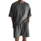 Men's Terry Drawstring Shorts and Relaxed Raglan T Shirt