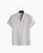 Men's Striped Mandarin Collar Summer Polo