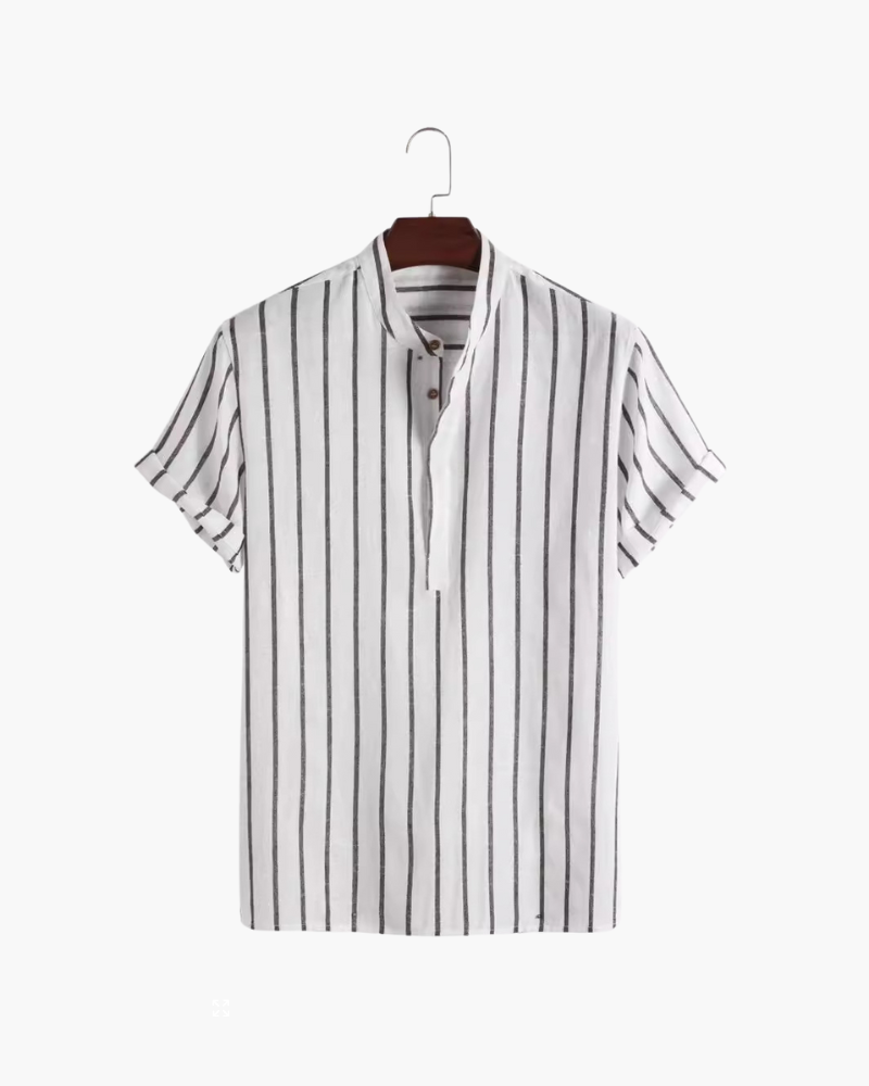 Men's Striped Mandarin Collar Summer Polo