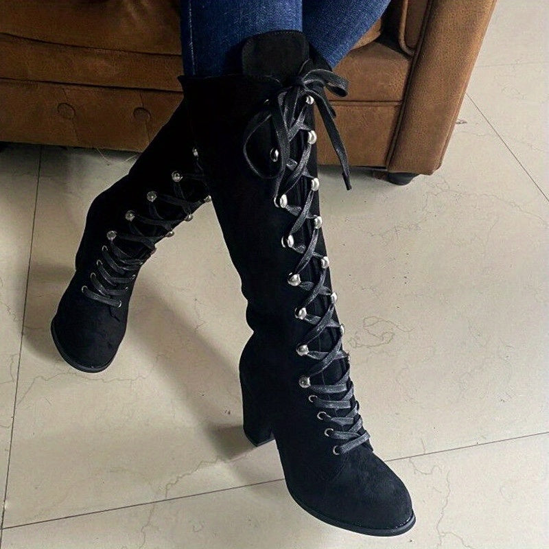 Women's Laced Shaft Tall Boots for Dresses and Skirts