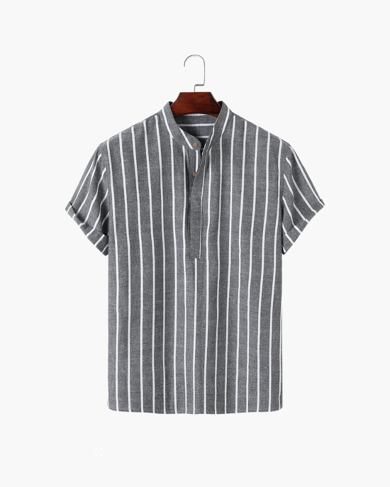 Men's Striped Mandarin Collar Summer Polo