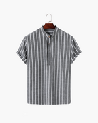 Men's Striped Mandarin Collar Summer Polo