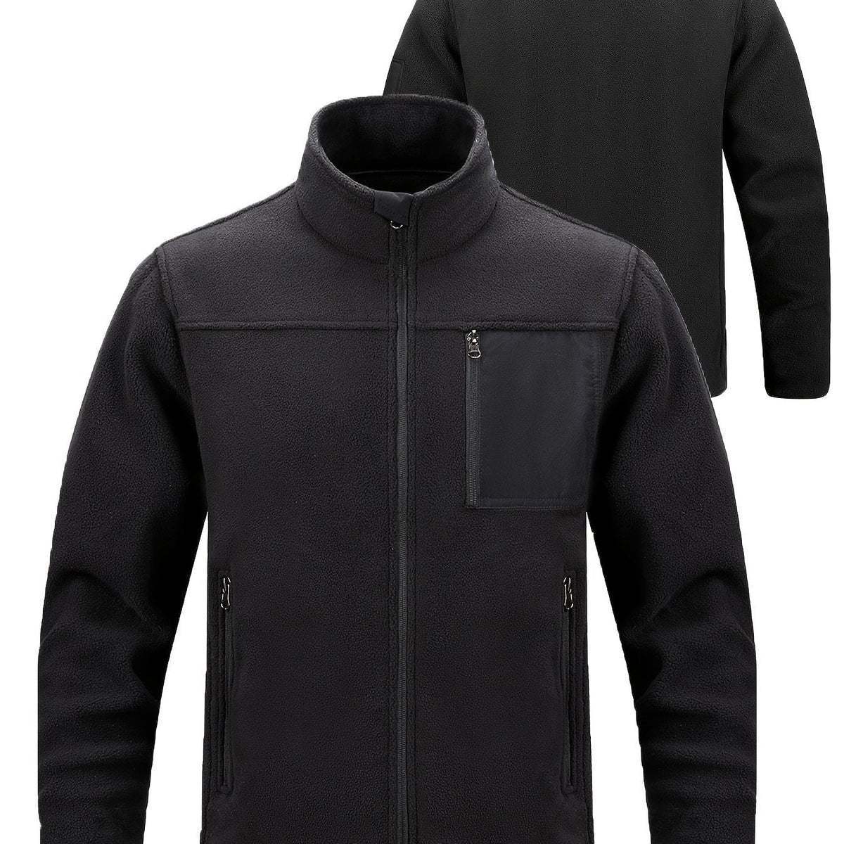 Women's Zip-Pocket Outdoor Jacket with Stand-Up Collar - Black
