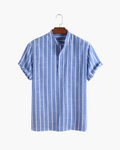 Men's Striped Mandarin Collar Summer Polo