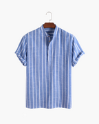 Men's Striped Mandarin Collar Summer Polo
