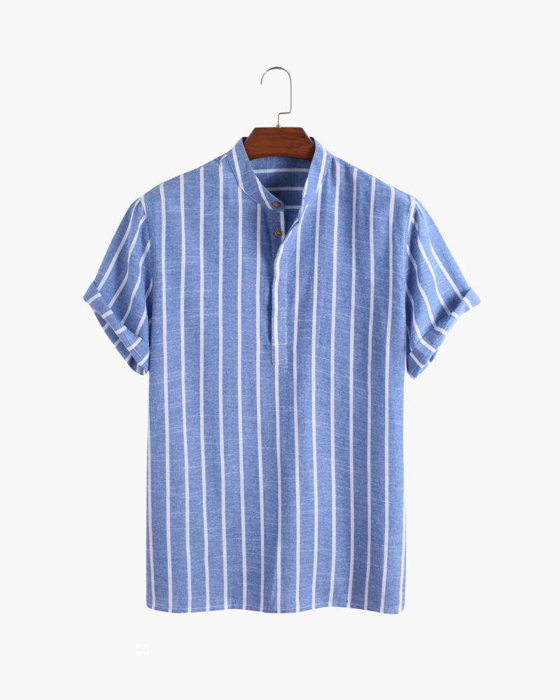 Men's Striped Mandarin Collar Summer Polo