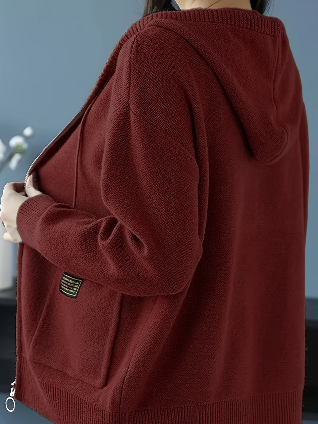 Women's Soft Knit Full-Zip Hoodie Cardigan with Pockets