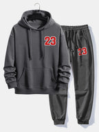 Men's Printed Hoodie Jogger Set Relaxed Cotton Blend Streetwear