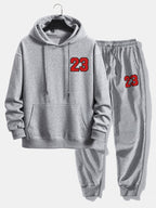 Men's Printed Hoodie Jogger Set Relaxed Cotton Blend Streetwear