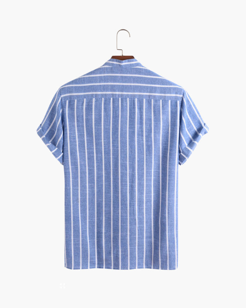 Men's Striped Mandarin Collar Summer Polo