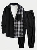 Men's Corduroy Button Shirt with Jogger Trousers Relaxed Autumn