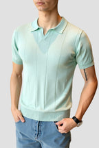 Men's Fine Knit Polo Relaxed Smart Casual Summer Shirt