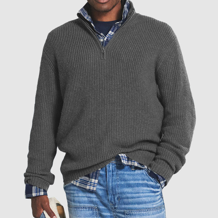 Men's Ribbed Quarter Zip Soft Knit Sweater Regular Fit