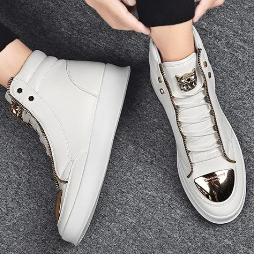 Men's High Top Sneakers Metallic Toe Statement Streetwear Trainers