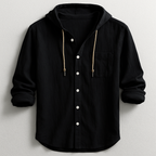 Men's Hooded Button Shirt Relaxed Lightweight Casual Overshirt