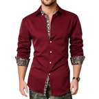 Men's Tailored Button Up Shirt Printed Trim Detail Design