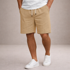 Men's Linen Shorts Drawstring Waist Printed Summer Fit