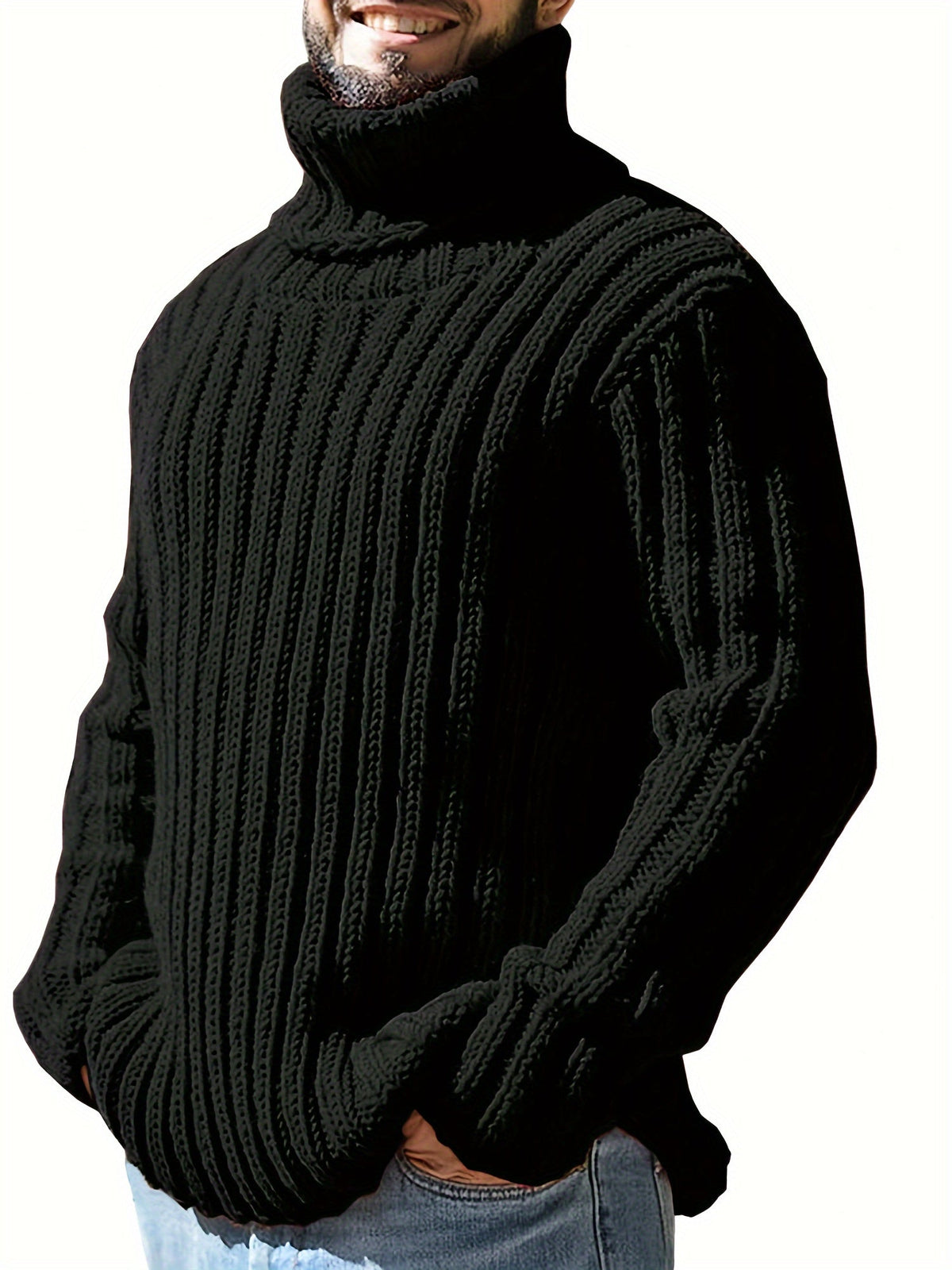 Women's High Neck Rib Texture Easy Fit Knit Pullover