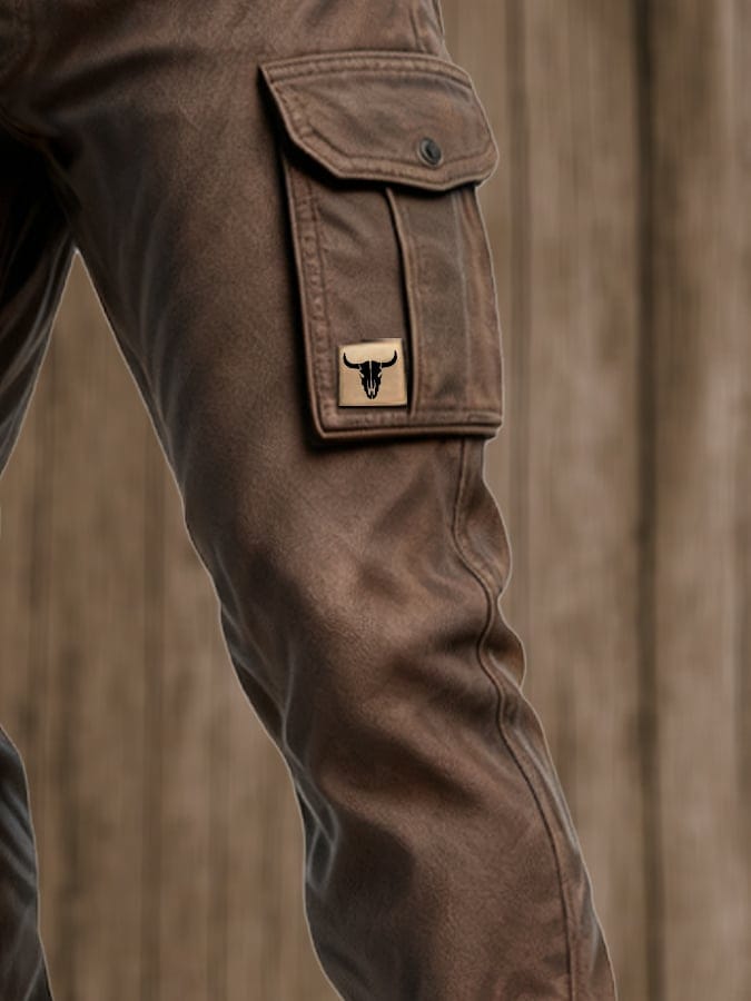 Men's Slim Fit Cargo Trousers Utility Pocket Streetwear Style