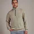 Men's Cable Knit Half Zip Sweater with Textured Yoke