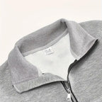 Men's Cable Knit Half Zip Sweater with Textured Yoke