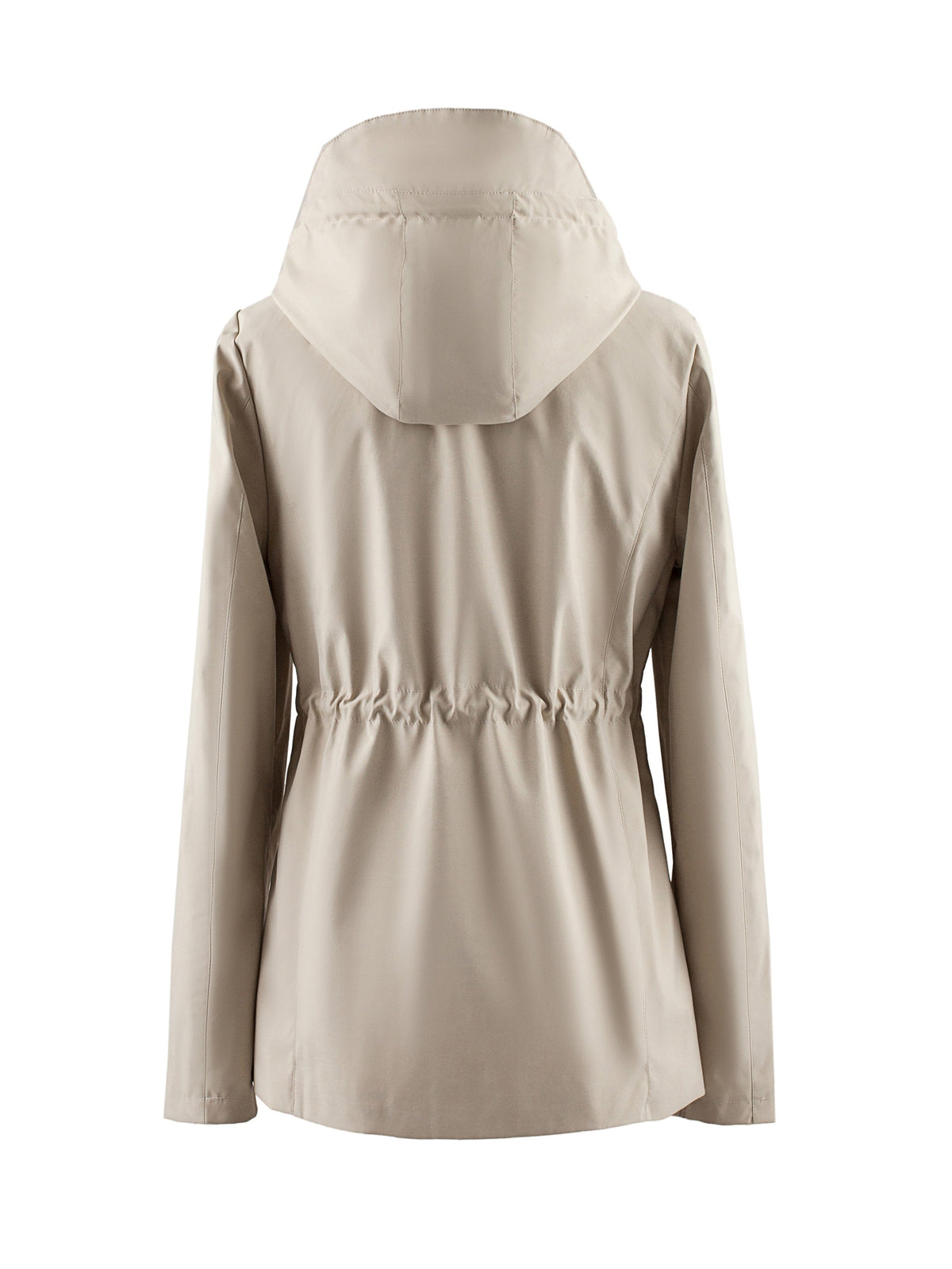 Women's Lightweight Hooded Spring Jacket with Drawstring Cinch Waist