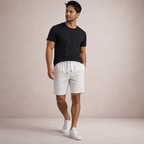 Men's Linen Shorts Drawstring Waist Printed Summer Fit