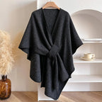 Women's Belted Poncho Coat – Windproof Layer