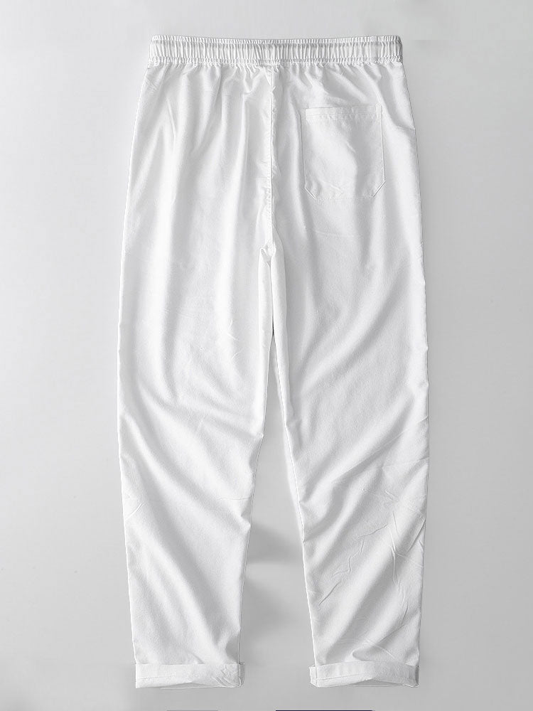 Men's Open Knit Shirt and Linen Blend Trousers Set