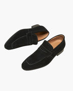 Men's Suede Penny Loafers Sleek Low Profile Dress Shoes