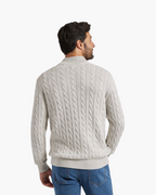 Men's Cable Knit Half Zip Sweater Premium Cotton Pullover