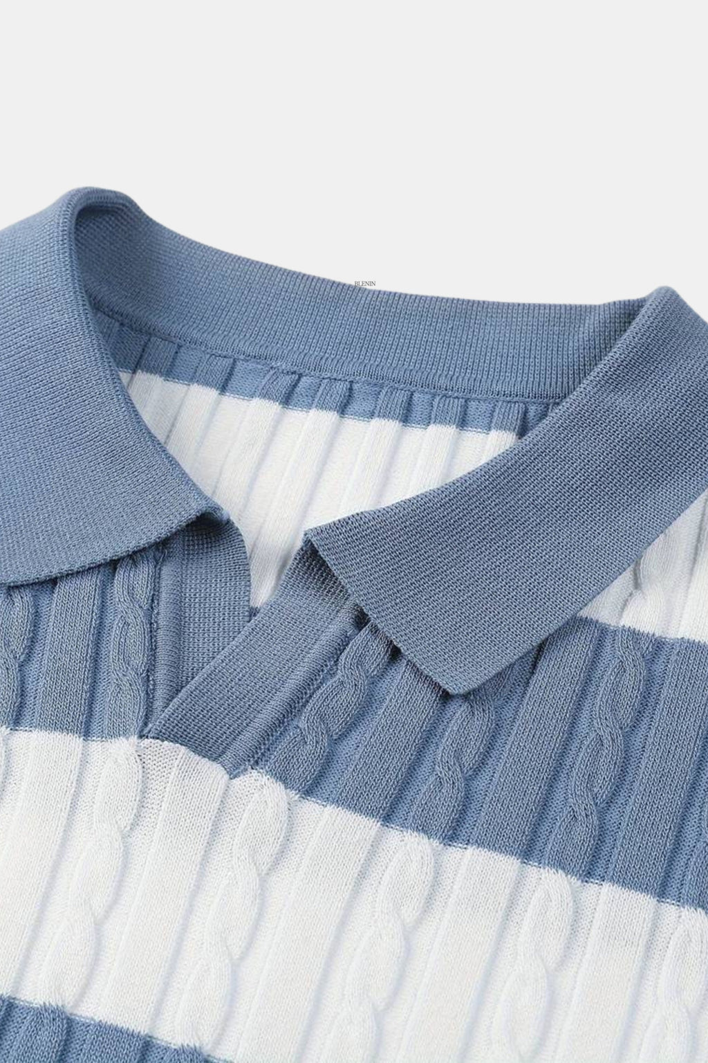 Men's Knitted Stripe Polo Textured Smart Casual Summer Shirt