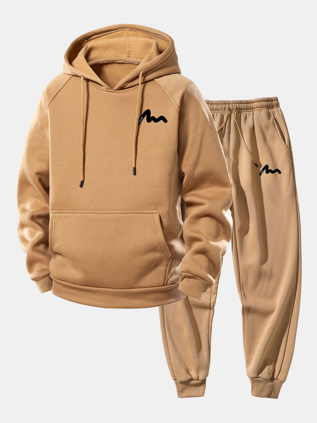 Men's Printed Hoodie Tracksuit Relaxed Polyester Jogger Set