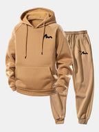 Men's Printed Hoodie Tracksuit Relaxed Polyester Jogger Set