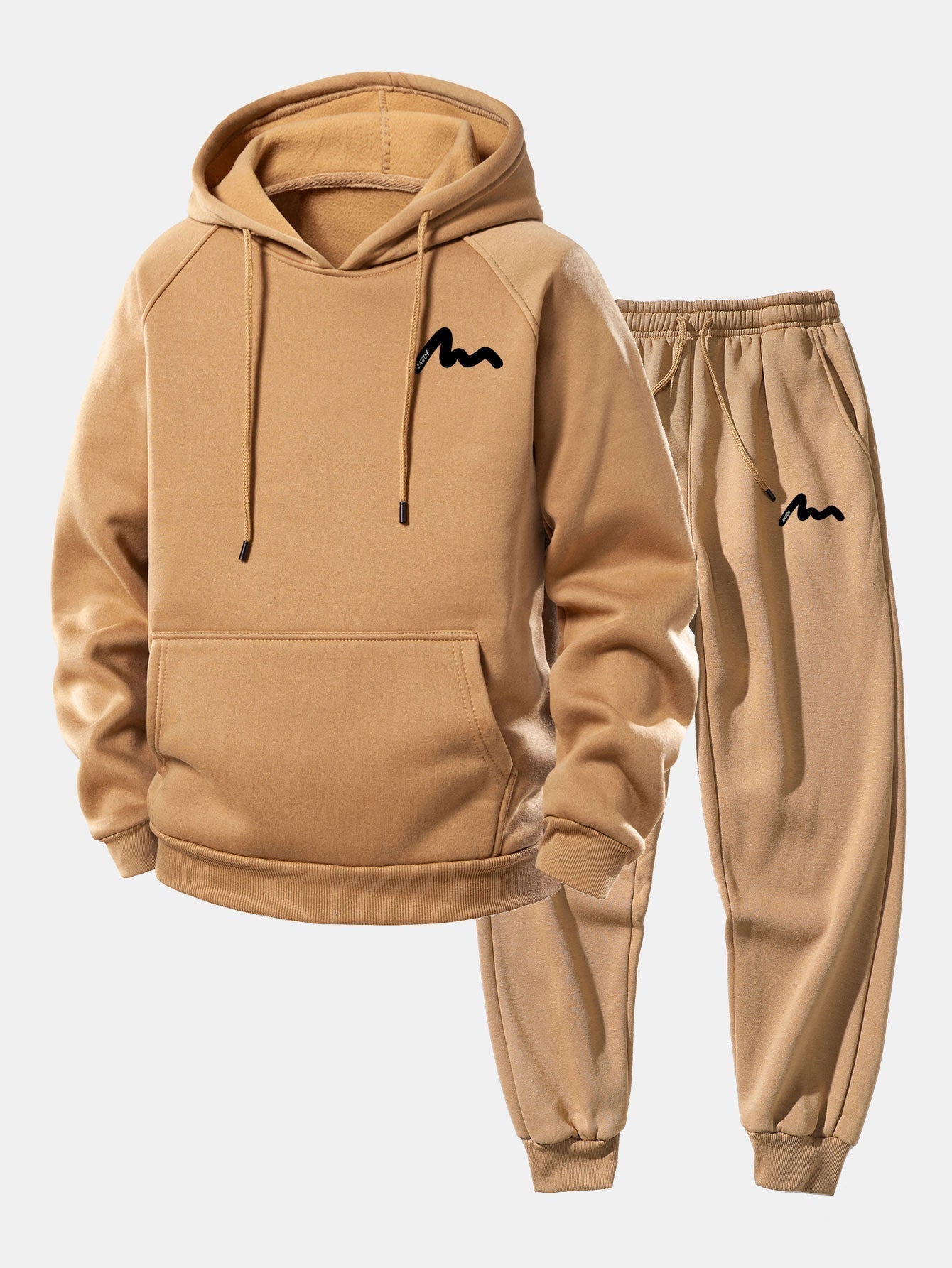 Men's Printed Hoodie Tracksuit Relaxed Polyester Jogger Set