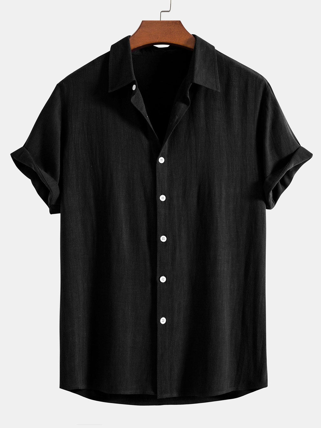 Men's Linen Blend Short Sleeve Shirt Relaxed Button Fit