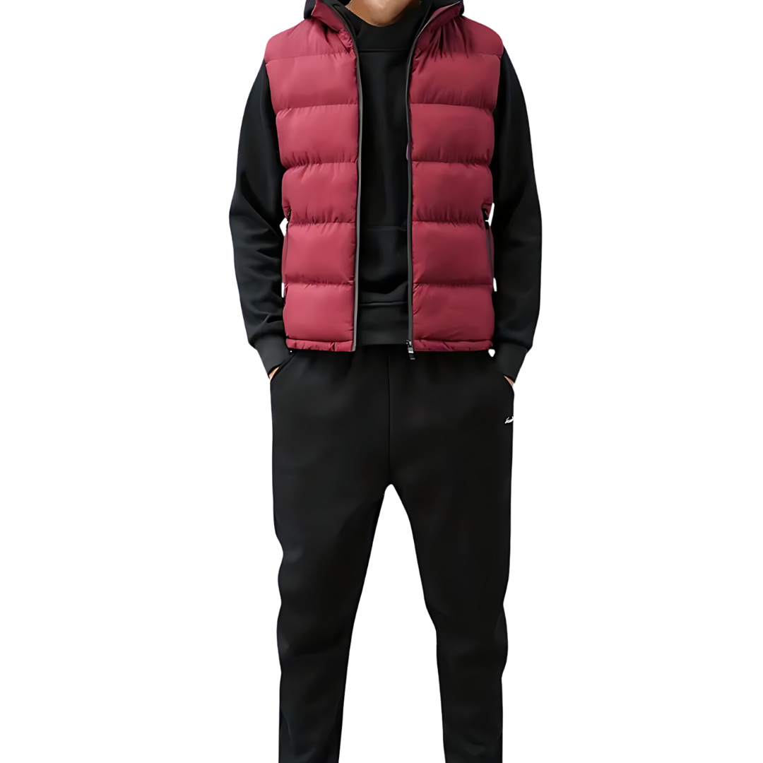 Men's Padded Quilted Gilet High Collar Zip Layer