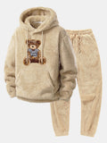 Men's Plush Teddy Fleece Tracksuit Relaxed Hoodie and Joggers