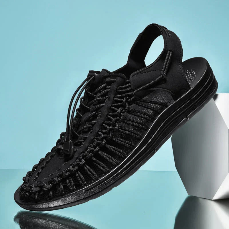 Men's Closed Toe Mesh Sandals Adjustable Lace Summer Footwear