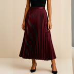 Women's Pleated Midi Skirt High Waist A-Line Style