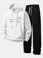 Men's Relaxed Hoodie Tracksuit Straight Leg Pintuck Sweatpants