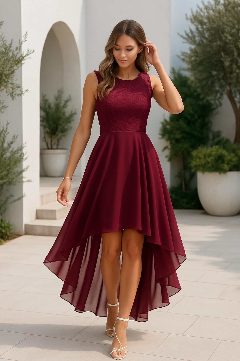 Women's Wedding Guest High-Low Elegant Dress