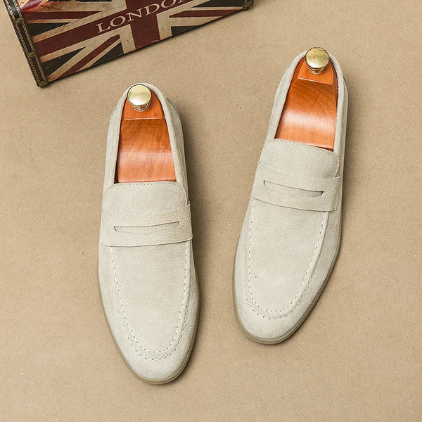 Men's Suede Look Penny Loafers Comfortable Slip On Shoes